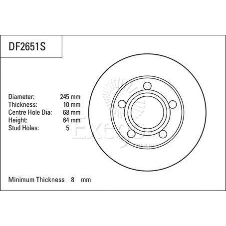 TRW — TRW Disc Brake Rotor 245mm x 8 Min — part number DF2651S