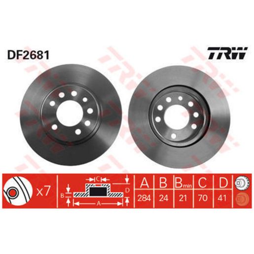 TRW — TRW Disc Brake Rotor 284mm x 21 Min — part number DF2681S