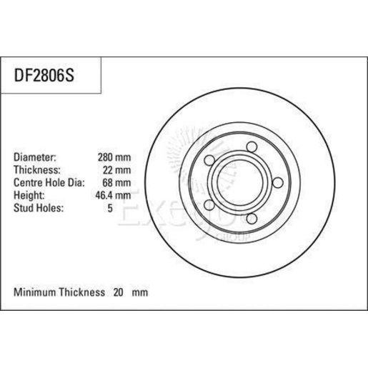 TRW — TRW Disc Brake Rotor 280mm x 20 Min — part number DF2806S