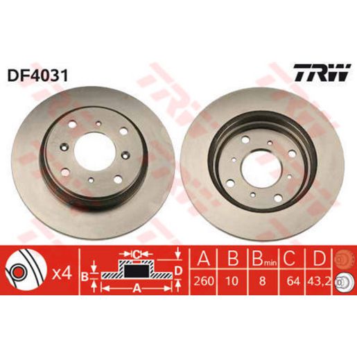 TRW — TRW Disc Brake Rotor DF4031S — part number DF4031S