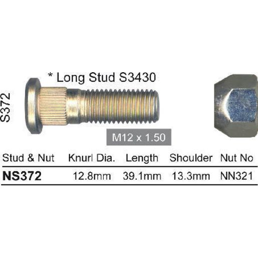 Nice — Nice Products Wheel Stud And Nut — part number NS372