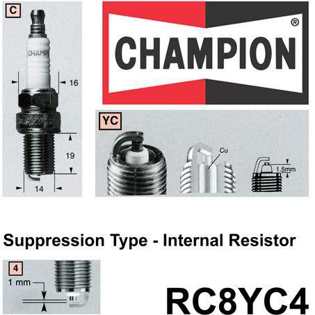 CHAMP — Champion Copper Plus Spark Plug — part number RC8YC4