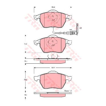 TRW — TRW Brake Pads Set Inc. Wear Sensor — part number GDB1403