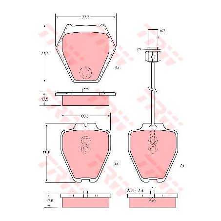 TRW — TRW Brake Pads Set Inc. Wear Sensor (DB1443) — part number GDB1381