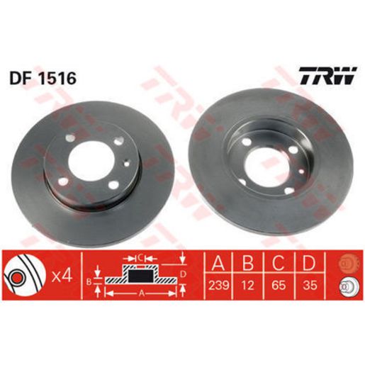 TRW — TRW Brake Rotor 239mm x 10 Min (DR240S) — part number DF1516S