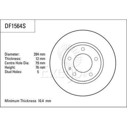 TRW — TRW Brake Rotor 284mm x 10.4 Min — part number DF1564S