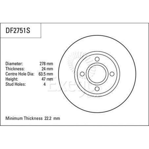 TRW — TRW Disc Brake Rotor 278mm x 22.2 Min — part number DF2751S