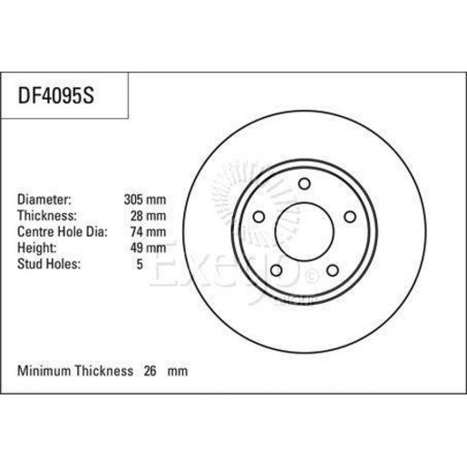 TRW — TRW Disc Brake Rotor 305mm x 26 Min — part number DF4095S
