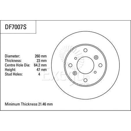 TRW — TRW Disc Brake Rotor 260mm x 21.5 Min — part number DF7007S