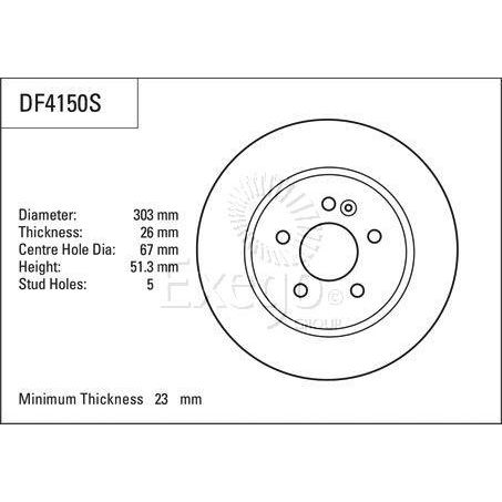 TRW — TRW Disc Brake Rotor 303mm x 23 Min — part number DF4150S