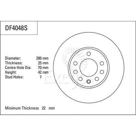 TRW — TRW Disc Brake Rotor 280mm x 22 Min — part number DF4048S