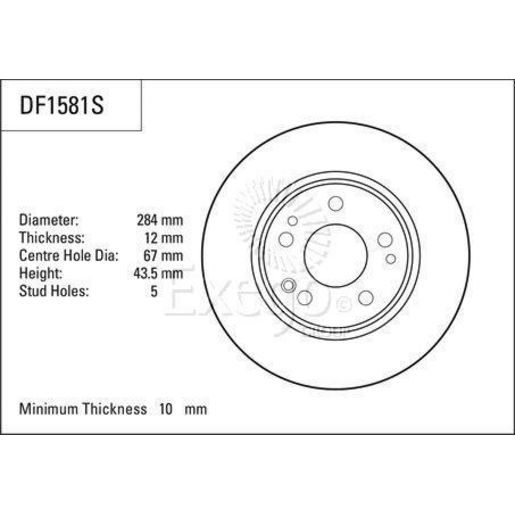TRW — TRW Brake Rotor 284mm x 10 Min (DR263S) — part number DF1581S