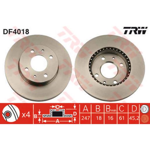 TRW — TRW Disc Brake Rotor DF4018S — part number DF4018S