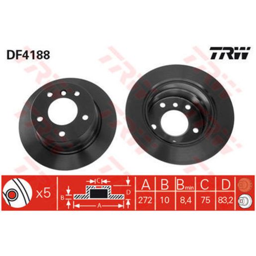 TRW — TRW Disc Brake Rotor 272mm x 8.4 min — part number DF4188S