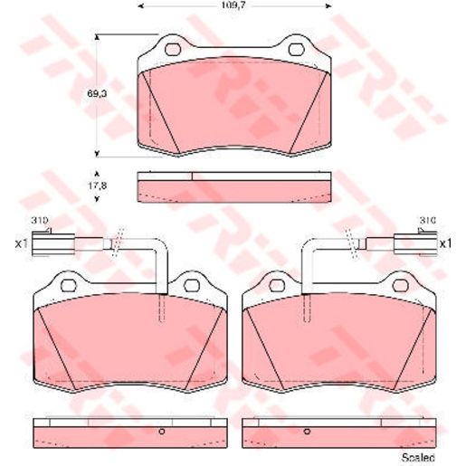 TRW — TRW Brake Pad Set Inc. Wear Sensor (DB2011) — part number GDB1519