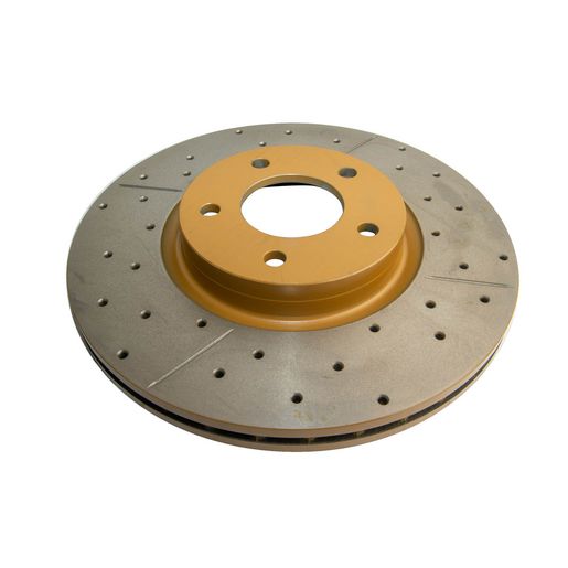 DBA Brakes — DBA Street Gold Cross-Drilled & Slotted Disc Brake Rotor — part number DBA2962X