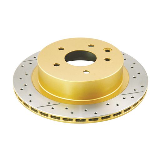DBA Brakes — DBA Street Gold Cross-Drilled & Slotted Disc Brake Rotor — part number DBA574X