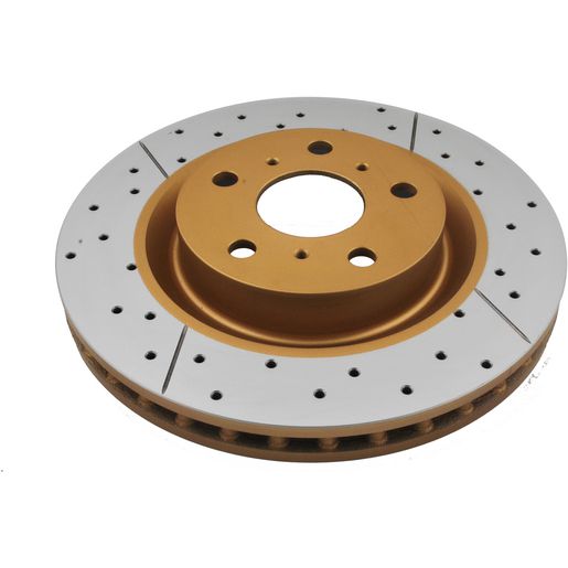 DBA Brakes — DBA Street Gold Cross-Drilled & Slotted Disc Brake Rotor — part number DBA2028X