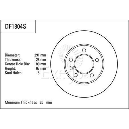 TRW — TRW Disc Brake Rotor 291mm x 27 Min — part number DF1804S