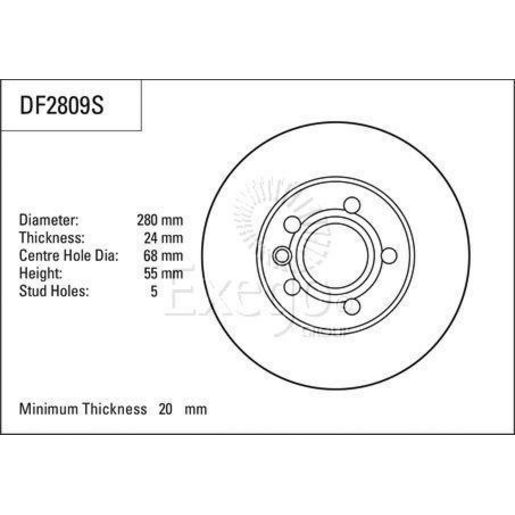 TRW — TRW Brake Rotor 280mm 20 Min DR9091V — part number DF2809S