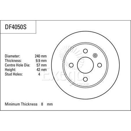 TRW — TRW Disc Brake Rotor 240mm x 8 Min — part number DF4050S