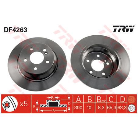 TRW — TRW Disc Brake Rotor 300mm x 8.3 Min — part number DF4263S