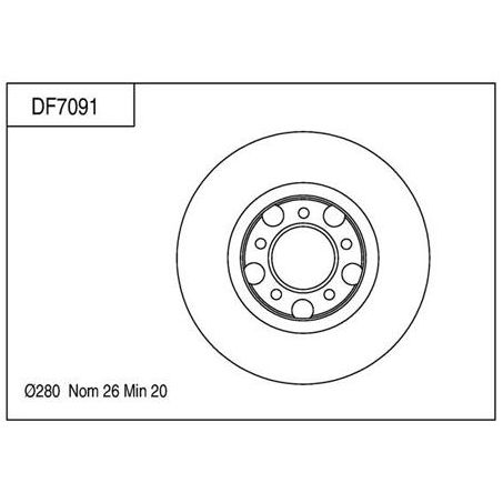 TRW — TRW Brake Rotor 280mm x 20 Min — part number DF7091S
