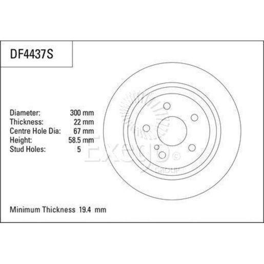 TRW — TRW Disc Brake Rotor 300mm x 19.4 Min — part number DF4437S