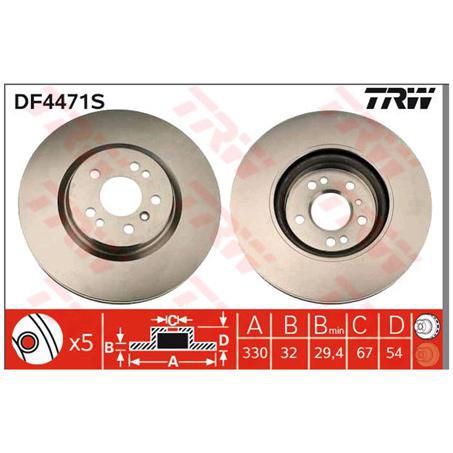 TRW — TRW Disc Brake Rotor 330mm x 29.4 Min — part number DF4471S