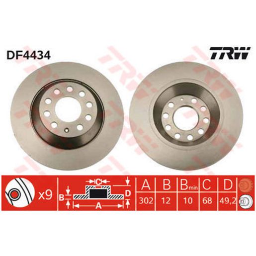 TRW — TRW Disc Brake Rotor 302mm x — part number DF4434S