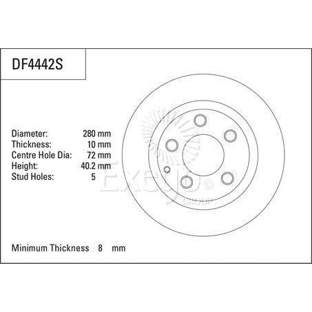 TRW — TRW Disc Brake Rotor 280mm x 8 Min — part number DF4442S