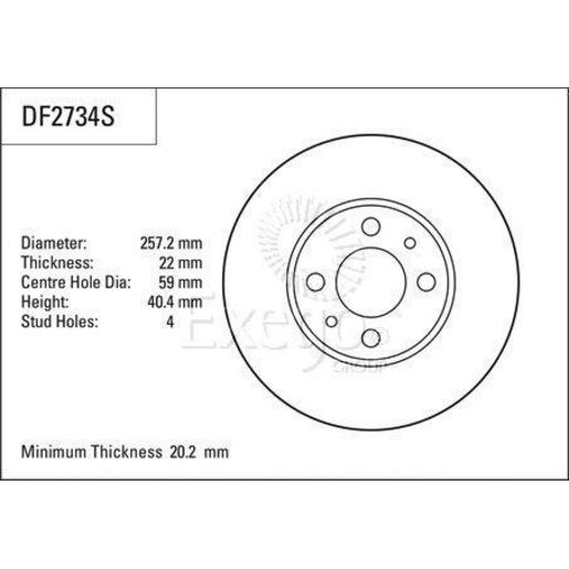 TRW — TRW Disc Brake Rotor 257mm 20.2 Min — part number DF2734S