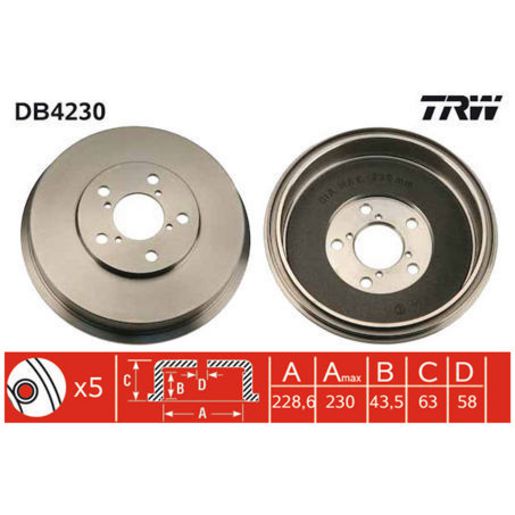 TRW — BRAKE DRUM — part number DB4230