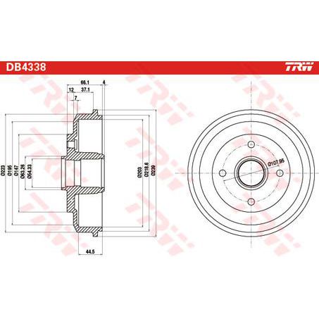 TRW — BRAKE DRUM — part number DB4338
