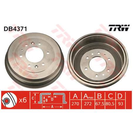 TRW — BRAKE DRUM — part number DB4371