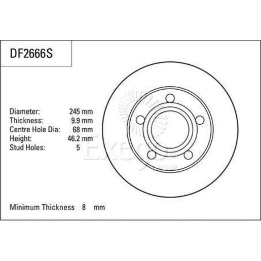TRW — TRW Brake Rotor 245mm x 8 Min — part number DF2666S