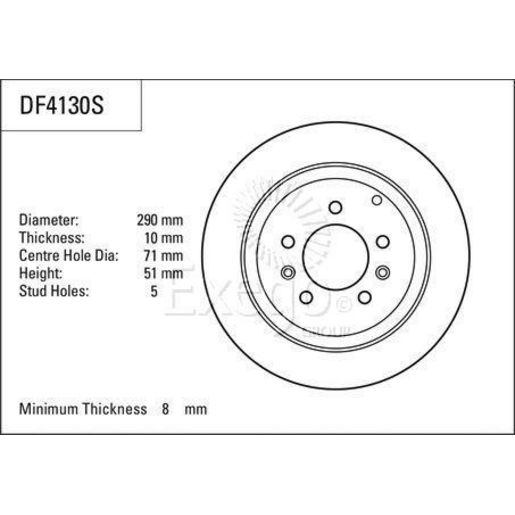 TRW — TRW Brake Rotor 290mm x 8 Min — part number DF4130S