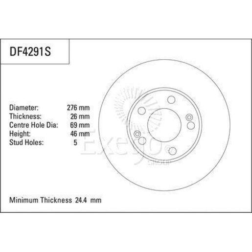 TRW — TRW Disc Brake Rotor 276mm x 24.4 Min — part number DF4291S