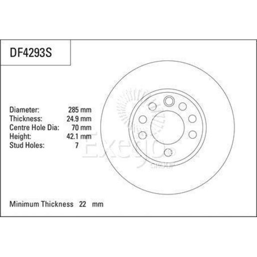 TRW — TRW Disc Brake Rotor 285mm x 22 Min — part number DF4293S
