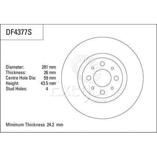 TRW — TRW Disc Brake Rotor 281mm x 24.2 Min — part number DF4377S