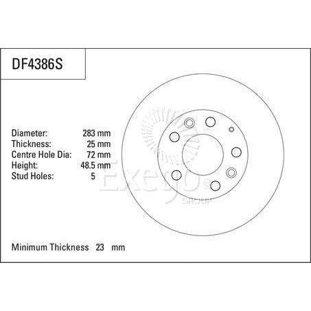 TRW — TRW Disc Brake Rotor 283mm x 23mm Min — part number DF4386S