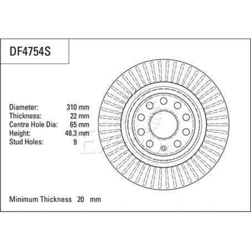 TRW — TRW Disc Brake Rotor 310mm x 20 Min — part number DF4754S