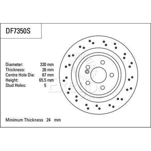 TRW — TRW Brake Rotor 330mm x 24 Min — part number DF7350S