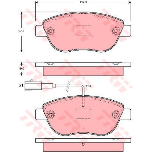 TRW — TRW Brake Pads Set Inc. Wear Sensor — part number GDB1655