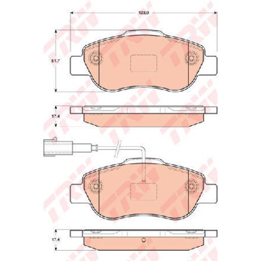 TRW — TRW Brake Pad Set Inc. Wear Sensor (DB1712) — part number GDB1746
