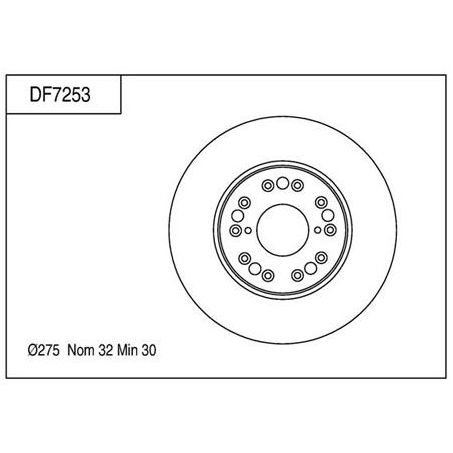 TRW — TRW Brake Rotor 275mm x 30 Min — part number DF7253S