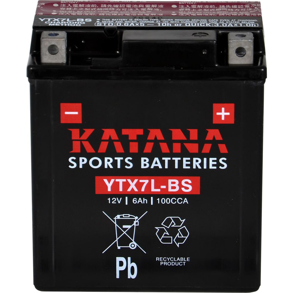 KATANA — Katana Motorcycle Battery - VRLA — part number YTX7L-BS