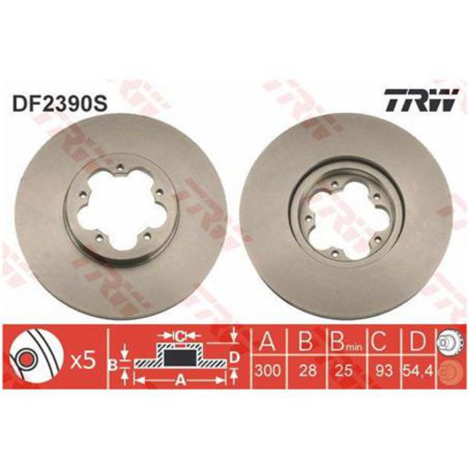 TRW — TRW Disc Brake Rotor 300mm x 25 Min — part number DF2390S