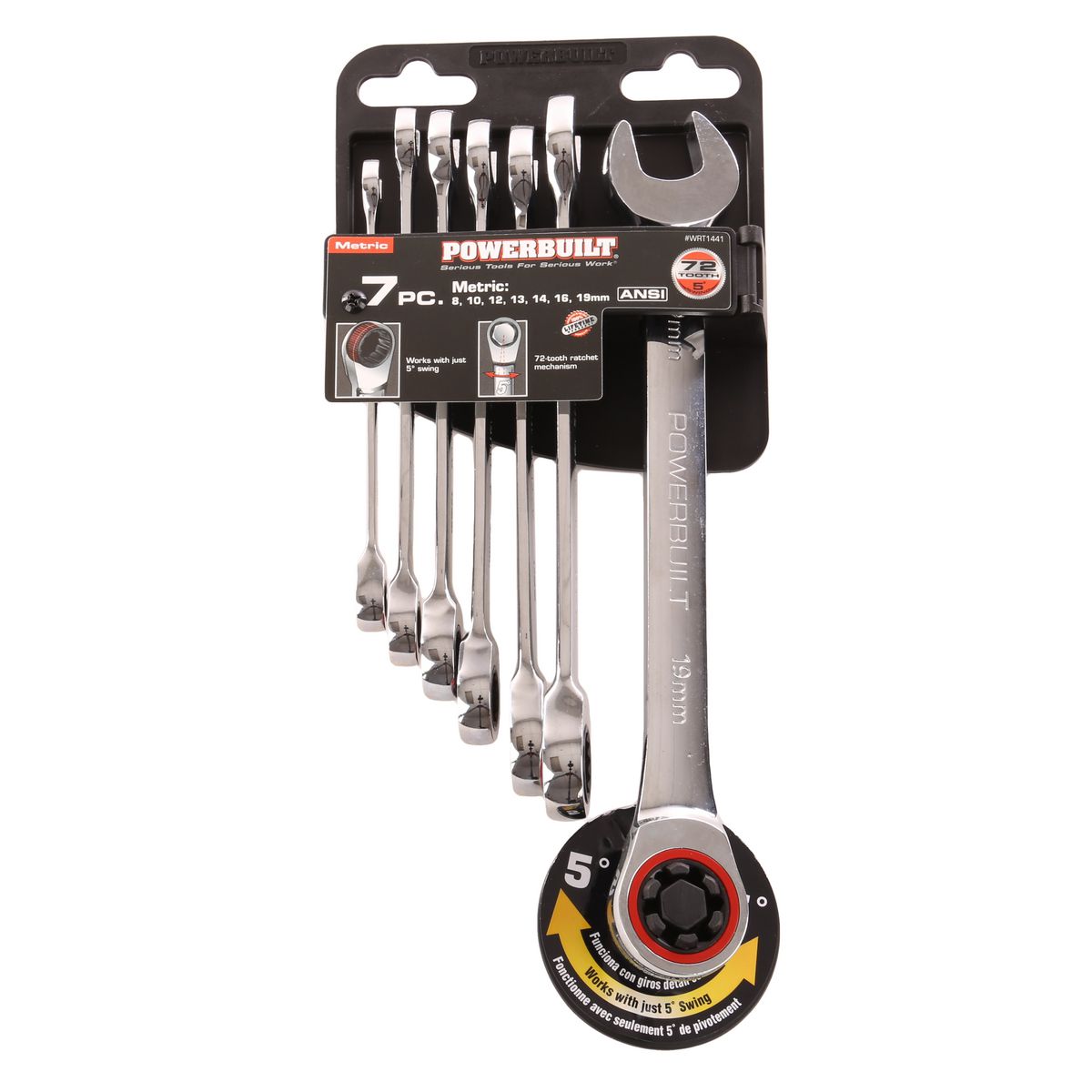 Powerbuilt Tools — Powerbuilt 7 Piece Ratcheting Spanner Set - Metric — part number WRT1441