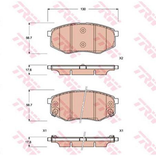 TRW — TRW Brake Pads Set (DB2072) — part number GDB7862